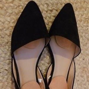 Black Faux Suede Flats  Size 11